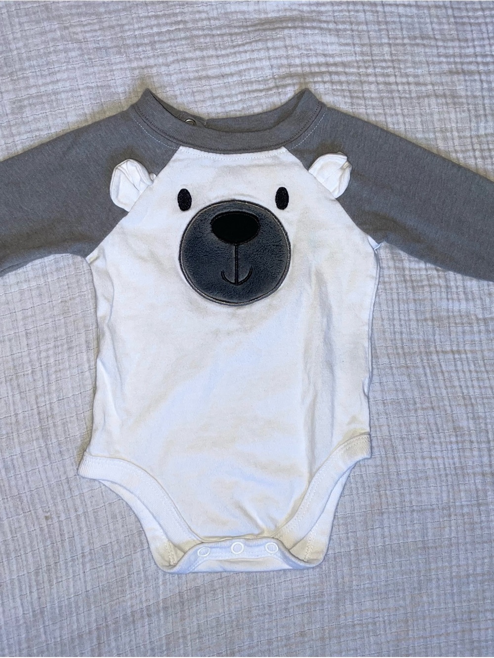 Garanimals White Bodysuit with Gray Sleeves & Polar Bear Applique